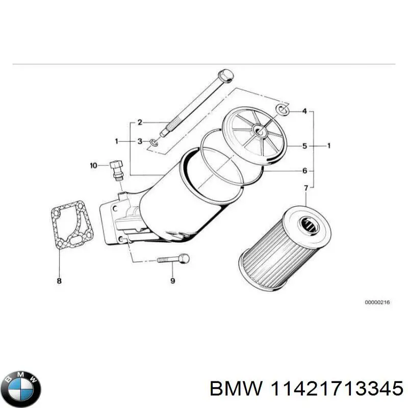 11421713345 BMW caja, filtro de aceite