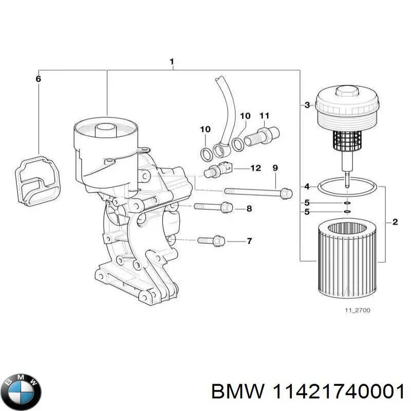 11421740001 BMW caja, filtro de aceite