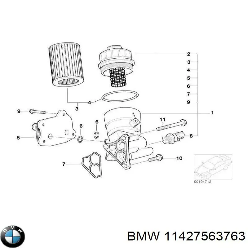 11427563763 BMW tapa de filtro de aceite