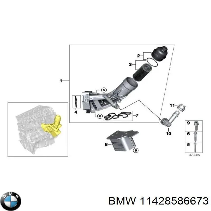 11428586673 BMW caja, filtro de aceite