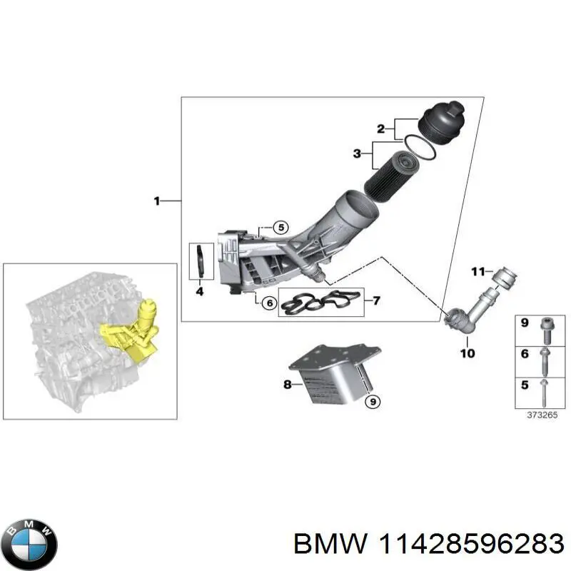 11428596283 BMW caja, filtro de aceite