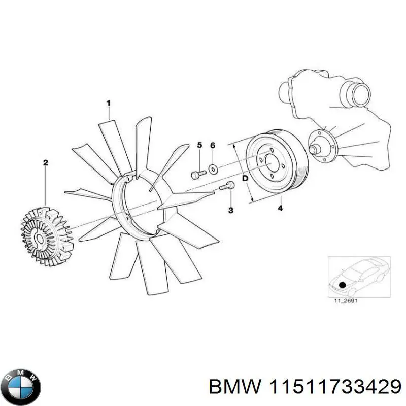 11511733429 BMW polea, bomba de agua