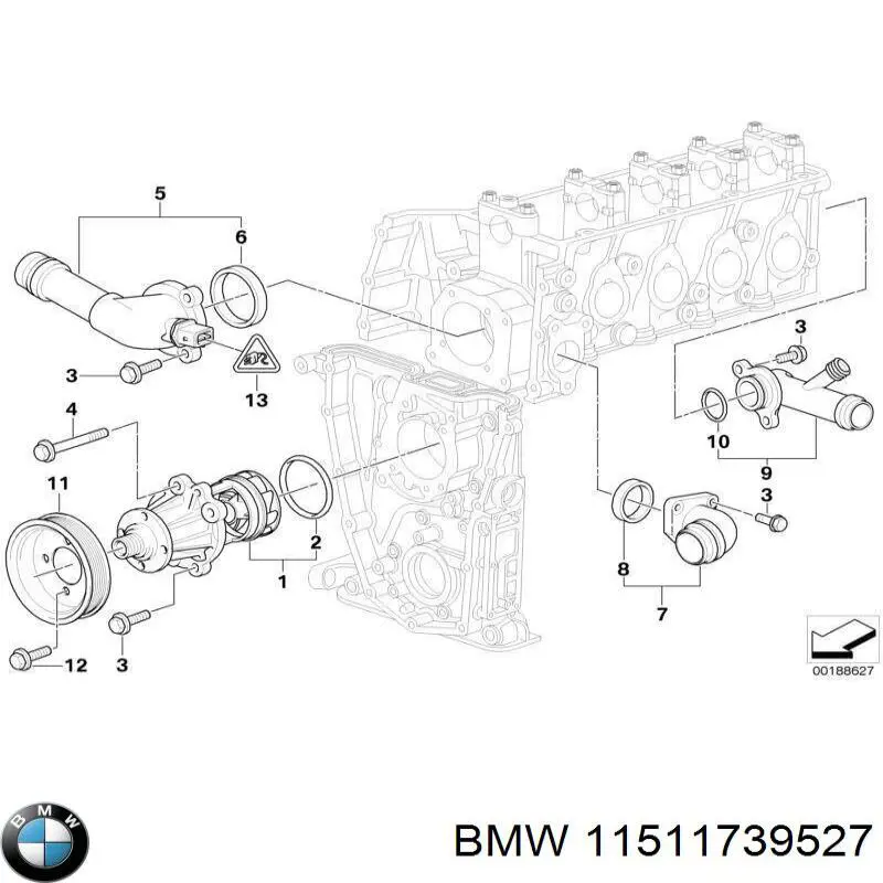 11511739527 BMW polea, bomba de agua