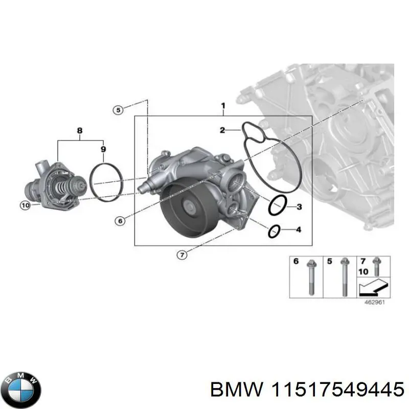 11517549445 BMW junta, bomba de agua