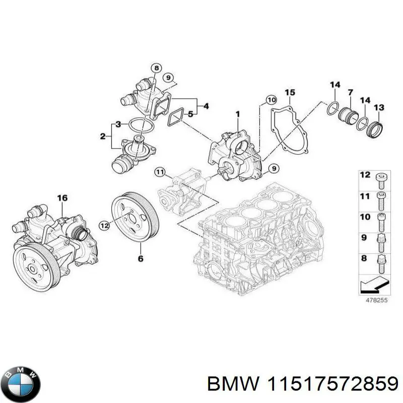 11517572859 BMW caja del termostato