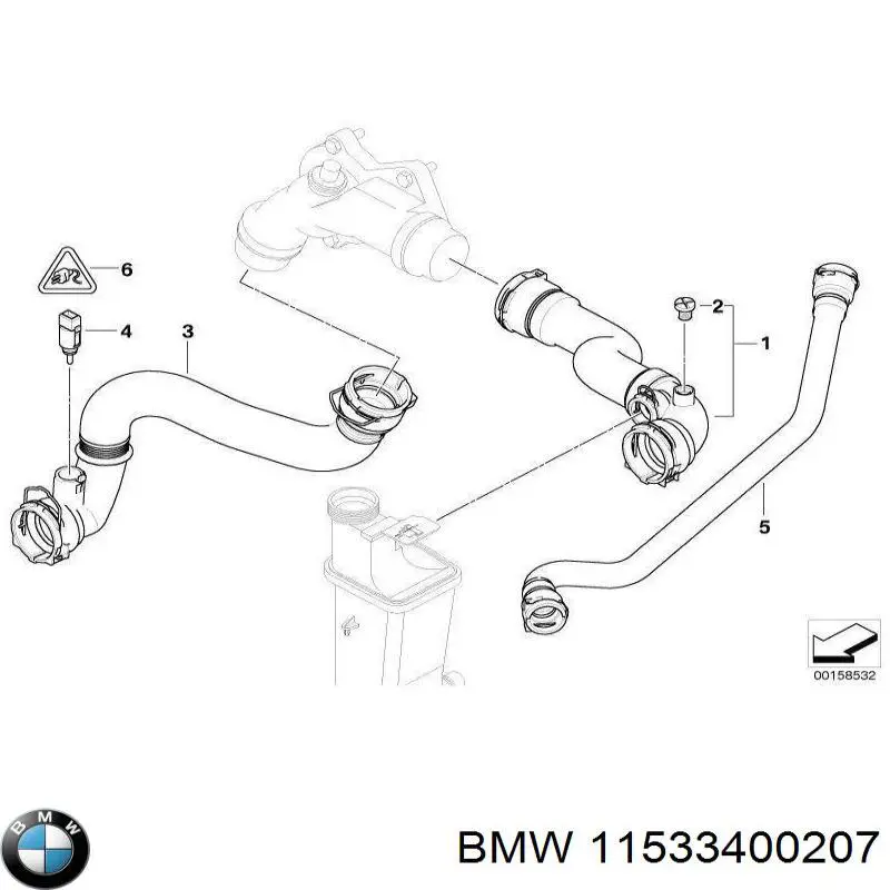 11533400207 BMW tubería de radiador arriba