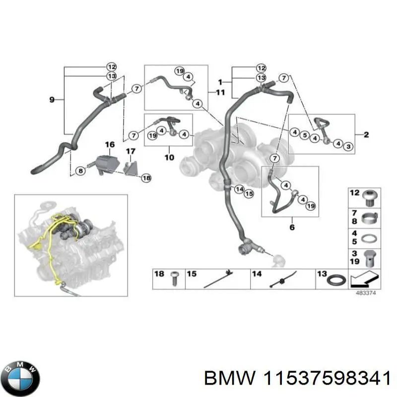  Conducto aceite, turbocompresor, alimentación para BMW X5 E70