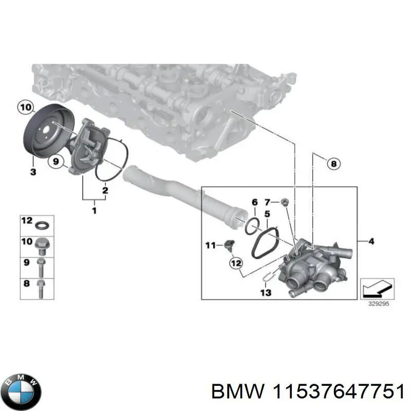 11537647751 BMW caja del termostato