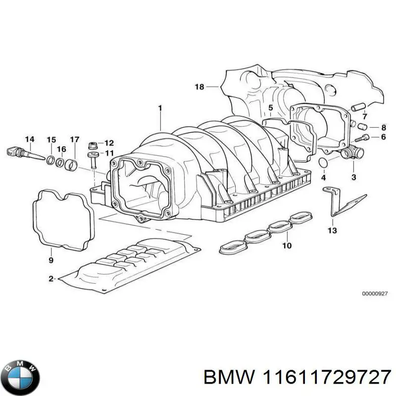 11611729727 BMW junta, colector de admisión, izquierda