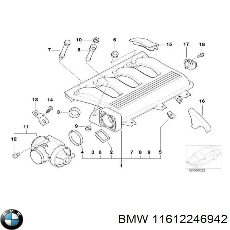 11612246942 BMW colector de admisión, suministro de aire