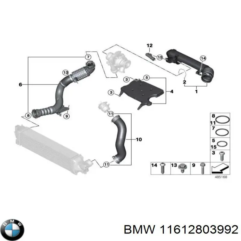  Tubo flexible de aire de sobrealimentación derecho para BMW X1 F48