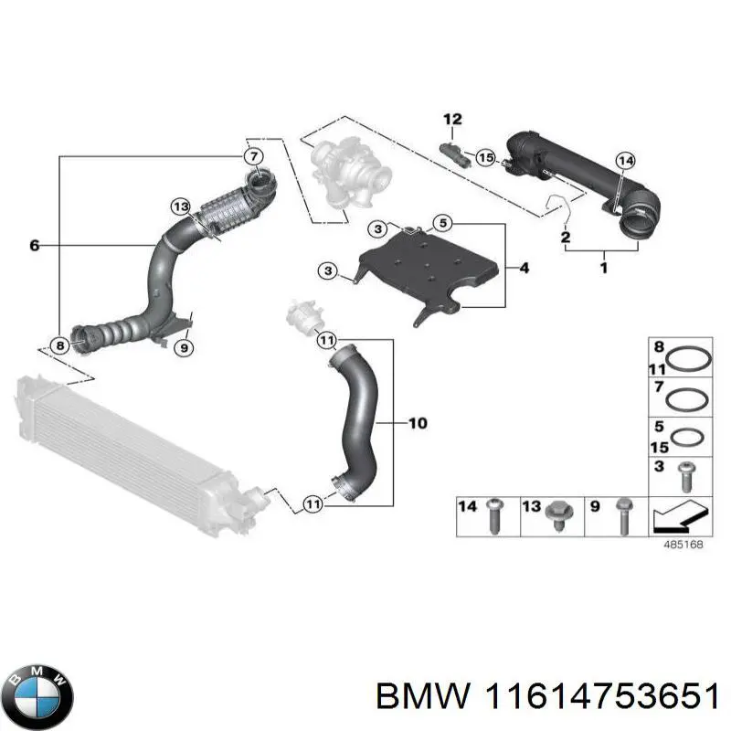  Tubo flexible de aire de sobrealimentación izquierdo para BMW 2 F44