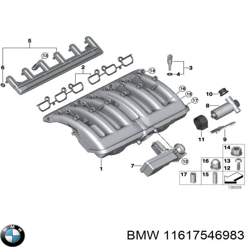 11617546983 BMW junta, colector de admisión