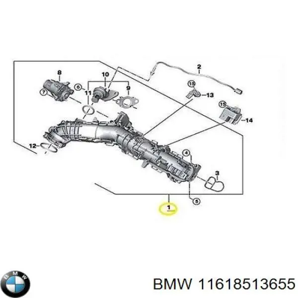 11618513655 BMW colector de admisión, suministro de aire