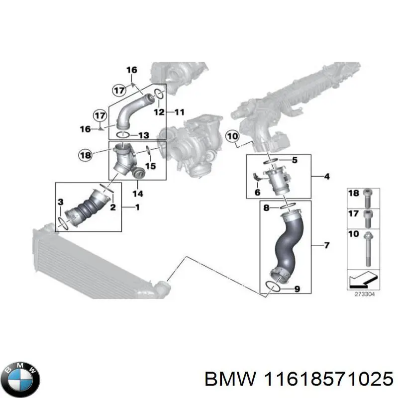  Tubo flexible de aire de sobrealimentación izquierdo para BMW 6 G32