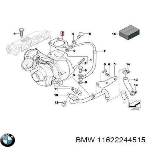 11622244515 BMW junta de turbina de gas admision, kit de montaje