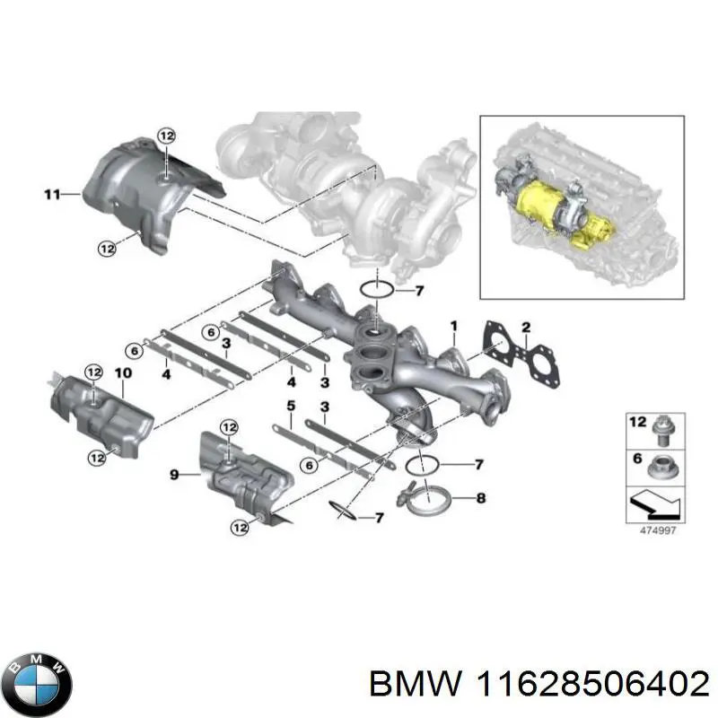  Junta de colector de escape para BMW 5 G31