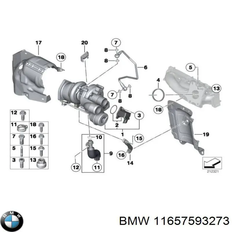 11657593273 BMW valvula de recirculacion de aire de carga de turbina