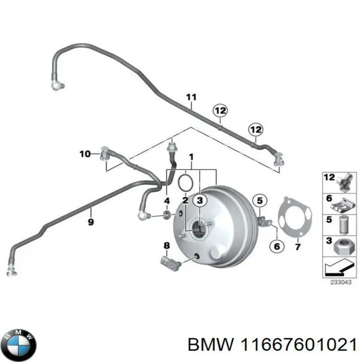 11667601021 BMW tubo, vacío de booster