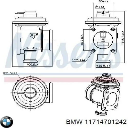 11714701242 BMW válvula, agr