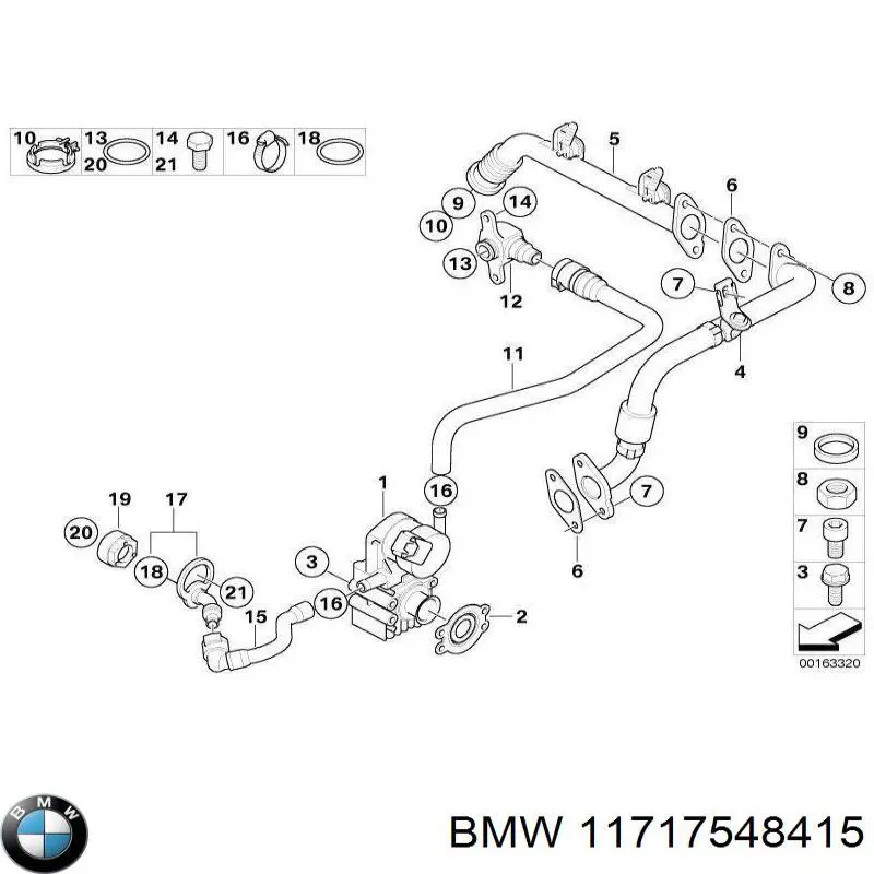 11717548415 BMW válvula, agr