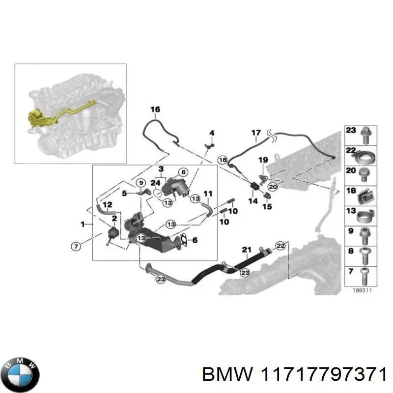 11717797371 BMW enfriador egr de recirculación de gases de escape