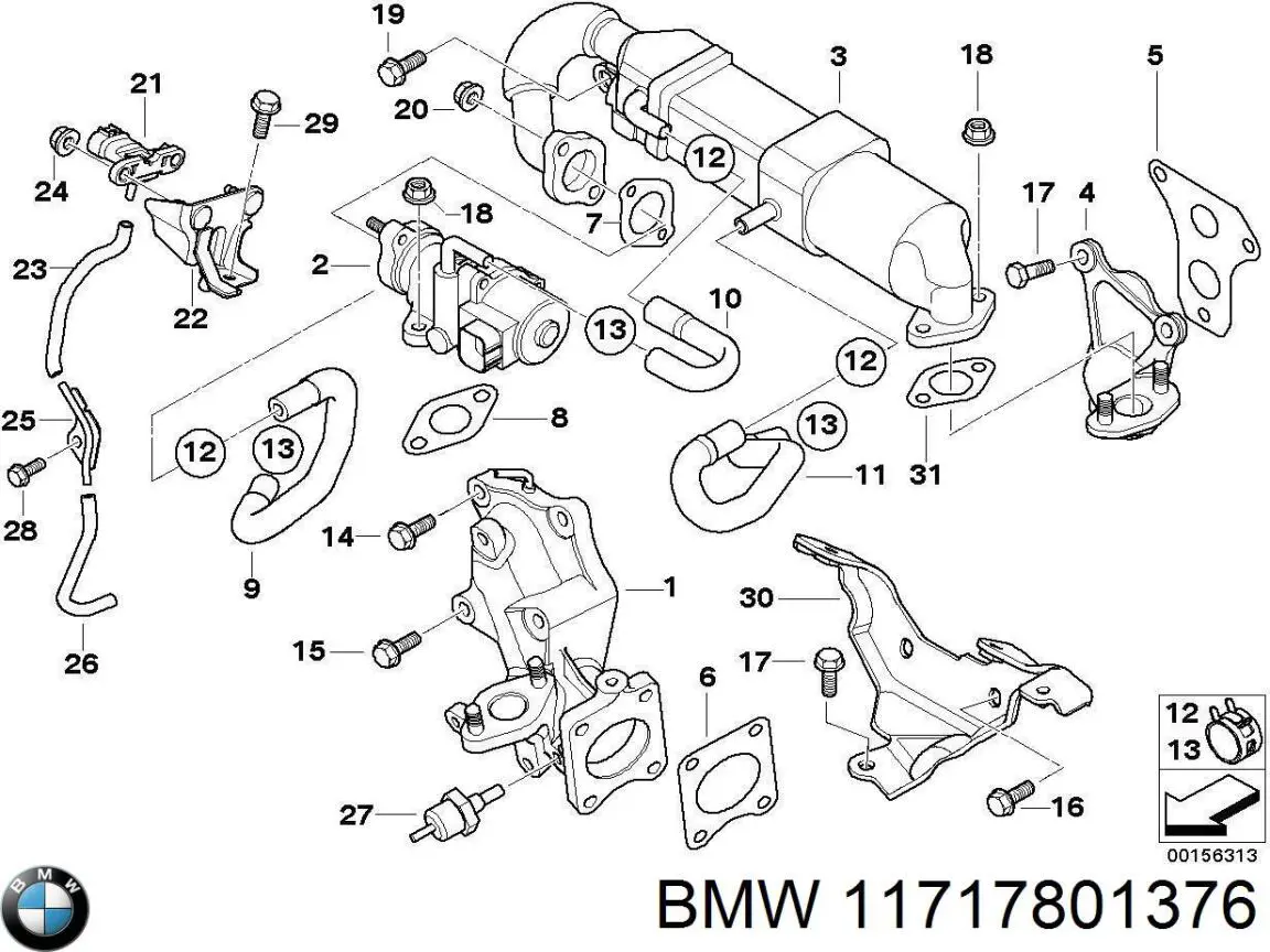 11717801376 BMW enfriador egr de recirculación de gases de escape