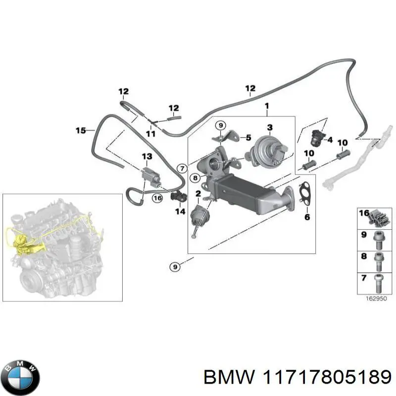 11717805189 BMW enfriador egr de recirculación de gases de escape