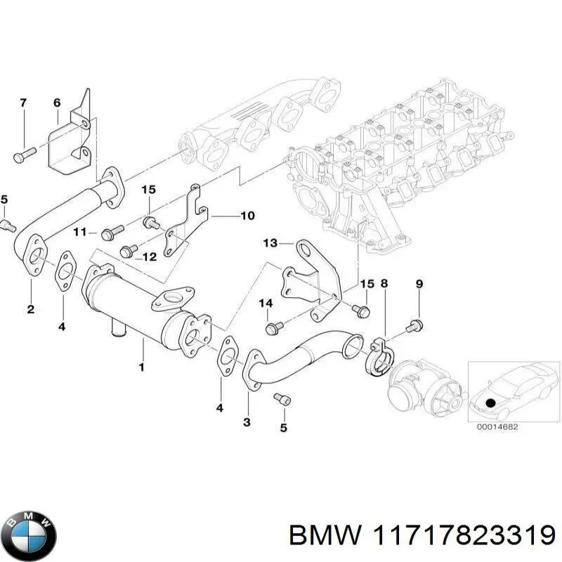 11717823319 BMW enfriador egr de recirculación de gases de escape