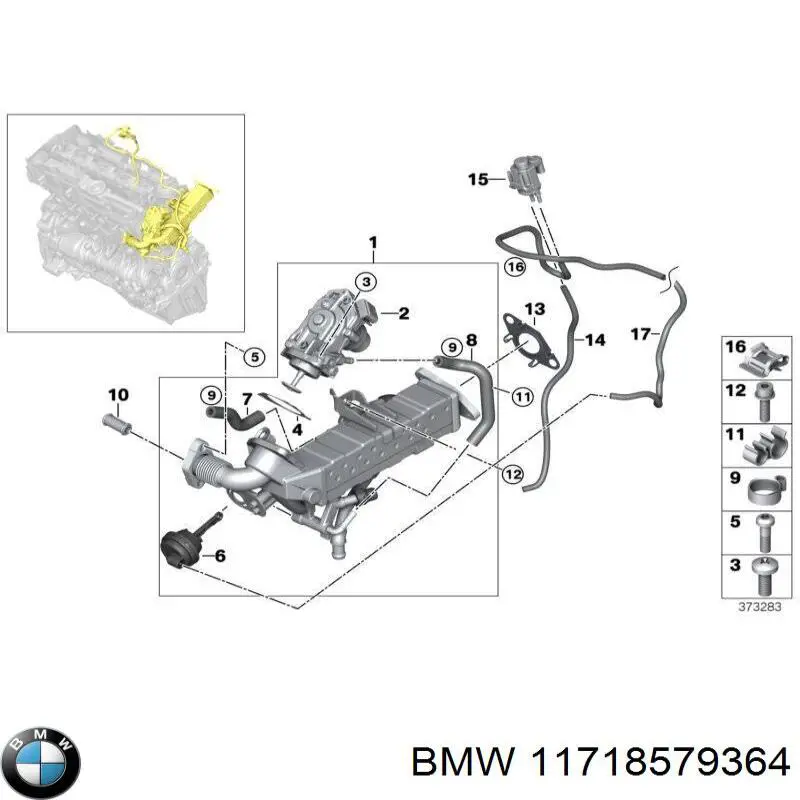  Junta de válvula AGR para BMW X1 F48