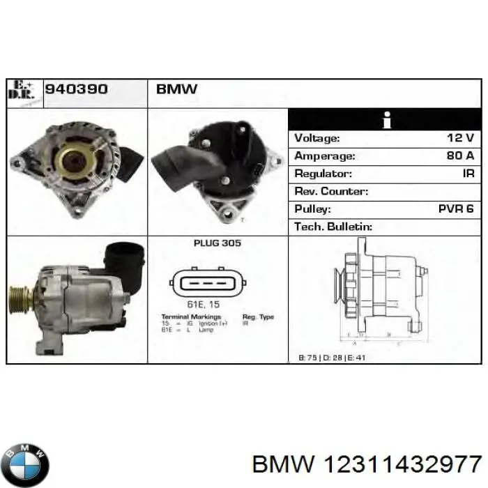 12311432977 BMW alternador