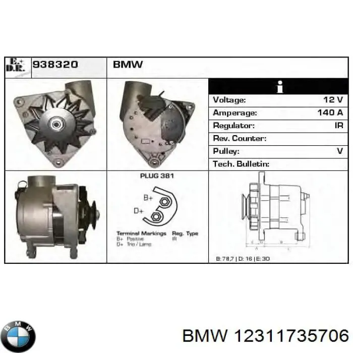 12311735703 BMW alternador