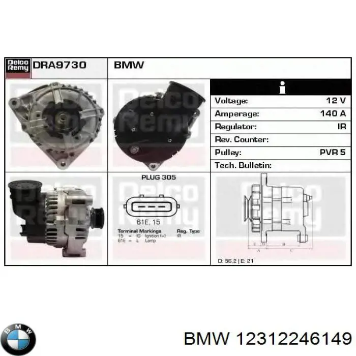 12312246149 BMW alternador