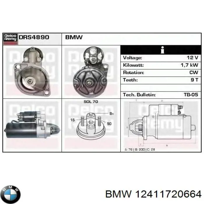 12411720664 BMW motor de arranque