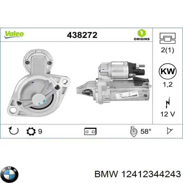 12412344243 BMW motor de arranque