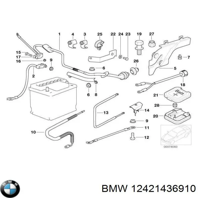 12421436910 BMW cable de masa para batería