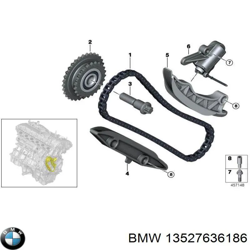  Carril de deslizamiento, cadena de distribución izquierdo para BMW 6 G32