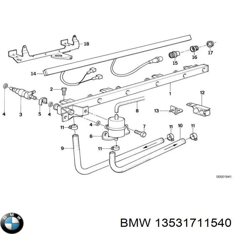 13531711540 BMW regulador de presión de combustible, rampa de inyectores