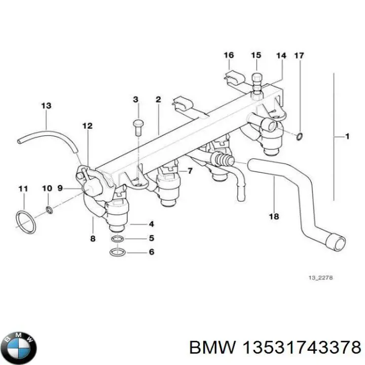 13531743378 BMW regulador de presión de combustible, rampa de inyectores