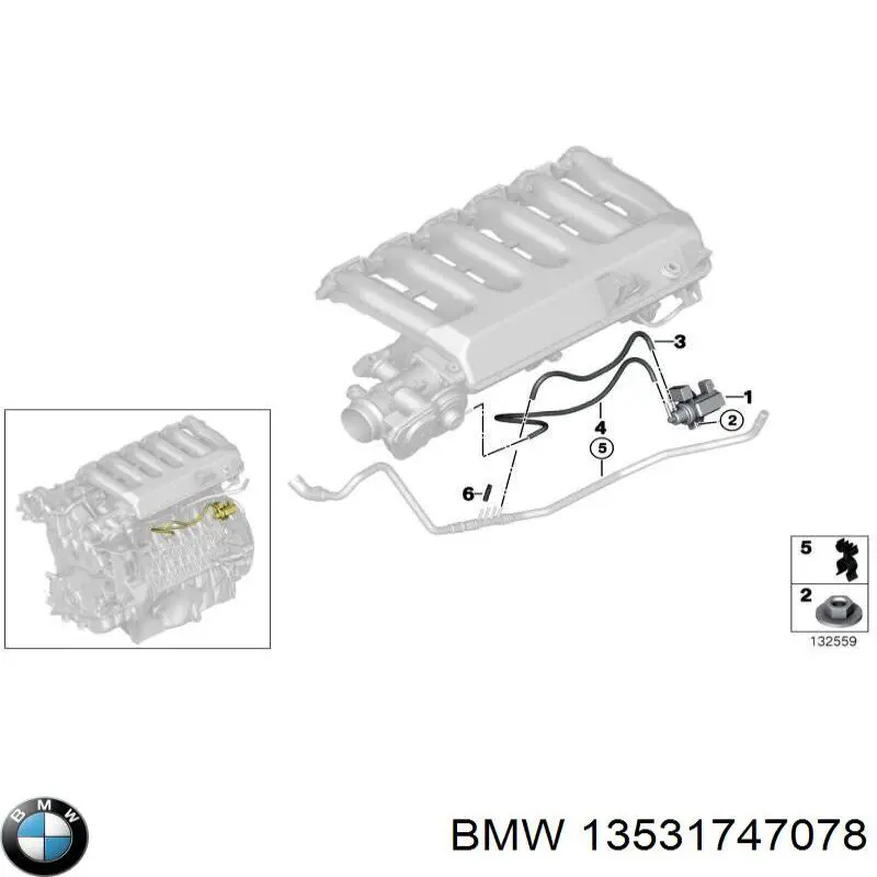 13531747078 BMW regulador de presión de combustible, rampa de inyectores