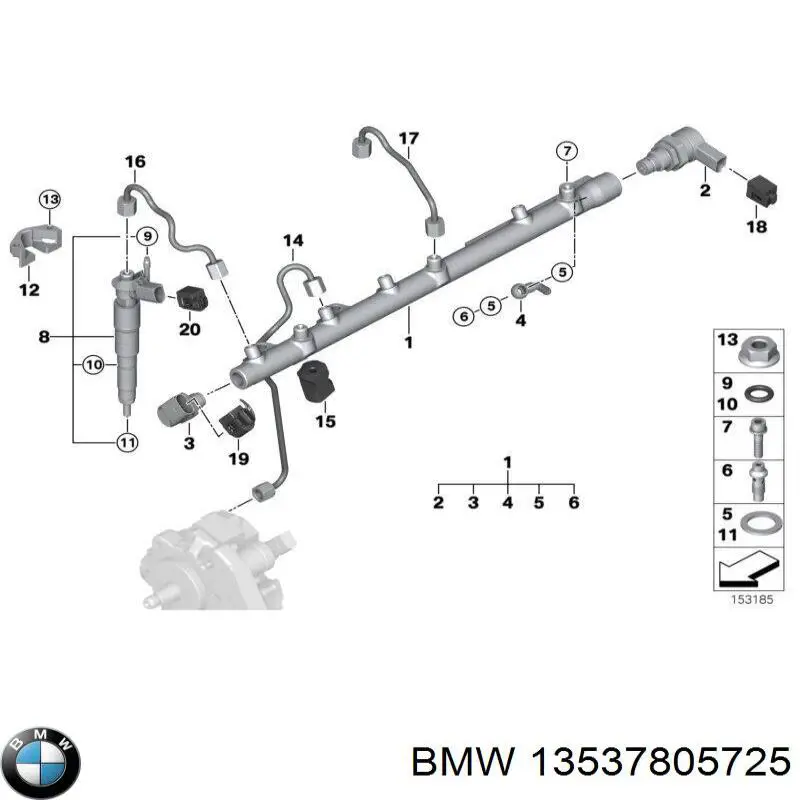 0445214030 BMW rampa de inyectores