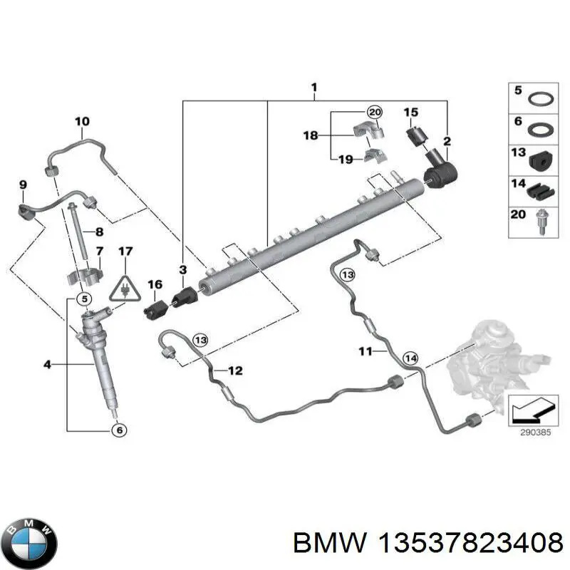 13537823408 BMW tubo de combustible atras de las boquillas