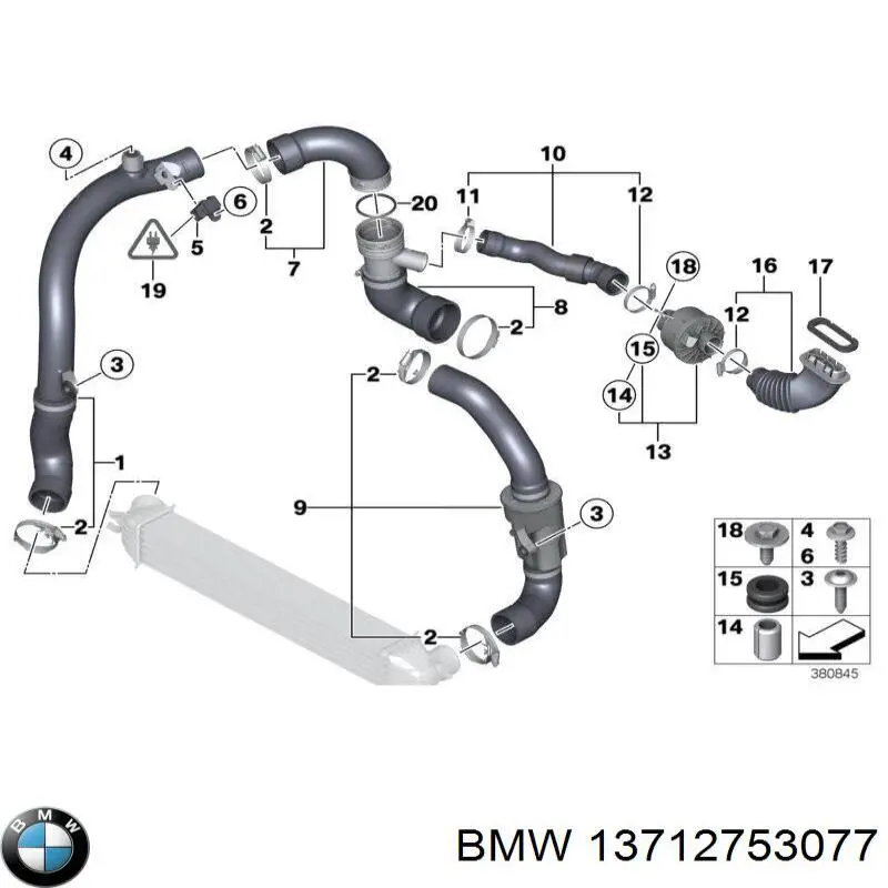  Tubo flexible de aire de sobrealimentación derecho para MINI Clubman R55