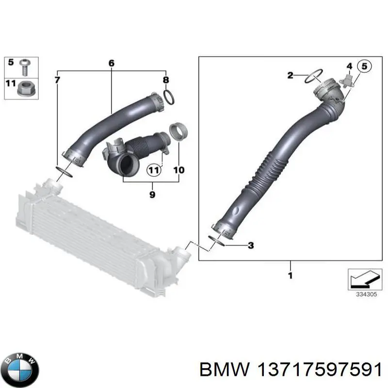  Tubo flexible de aire de sobrealimentación derecho para BMW X3 F25