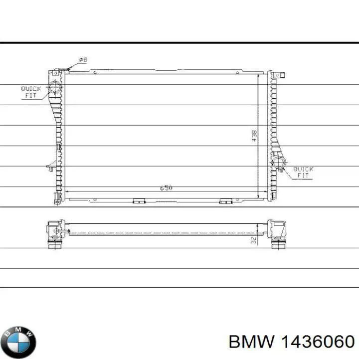 1436060 BMW radiador refrigeración del motor