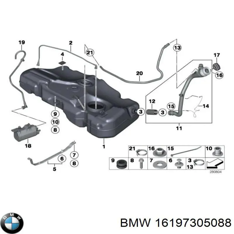 16197305088 BMW abrazadera de silenciador trasera