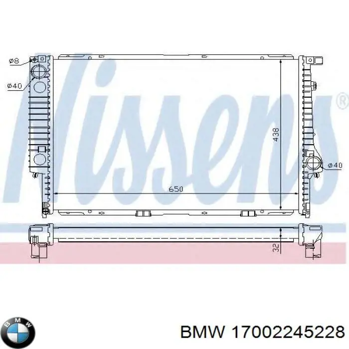 17002245228 BMW radiador refrigeración del motor