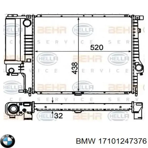 17101247376 BMW radiador refrigeración del motor