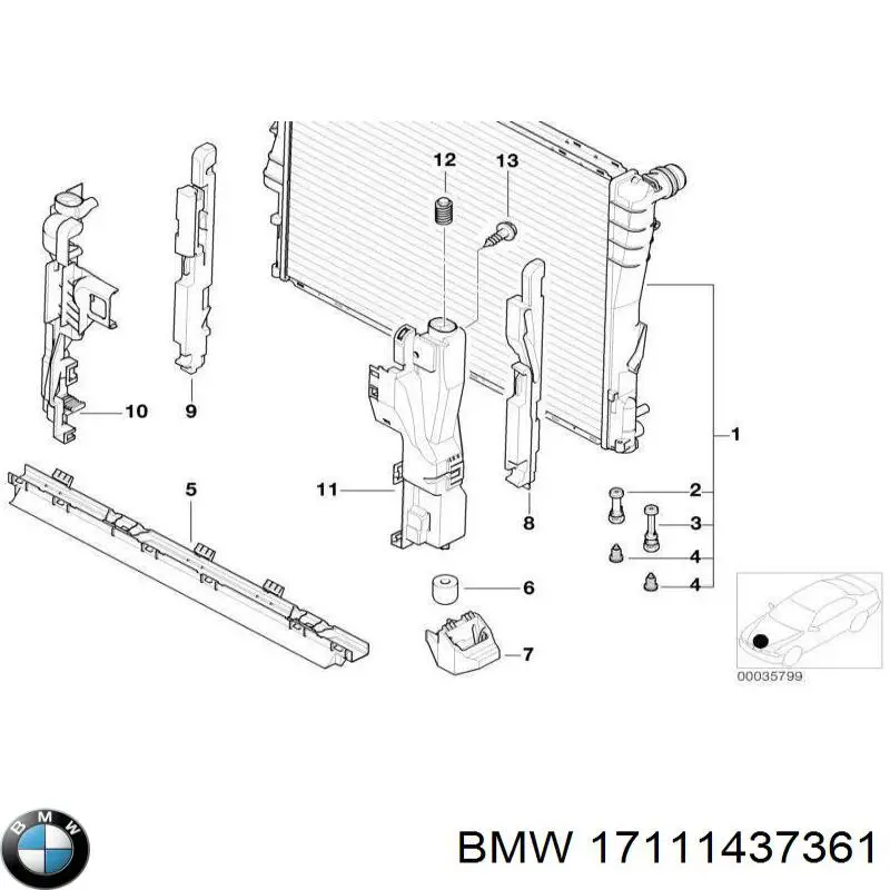 17111437361 BMW tapa de radiador