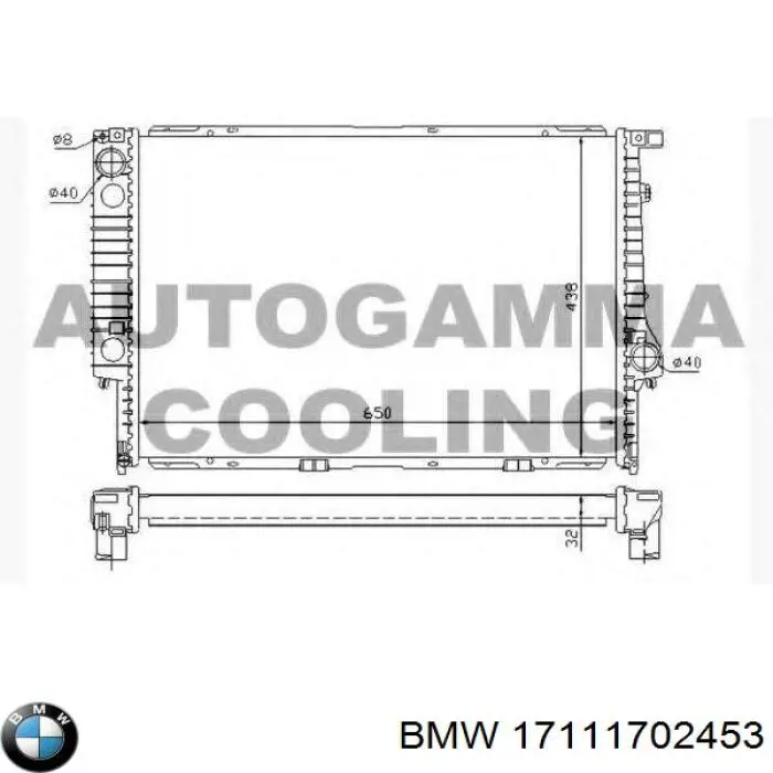 17111702453 BMW radiador refrigeración del motor